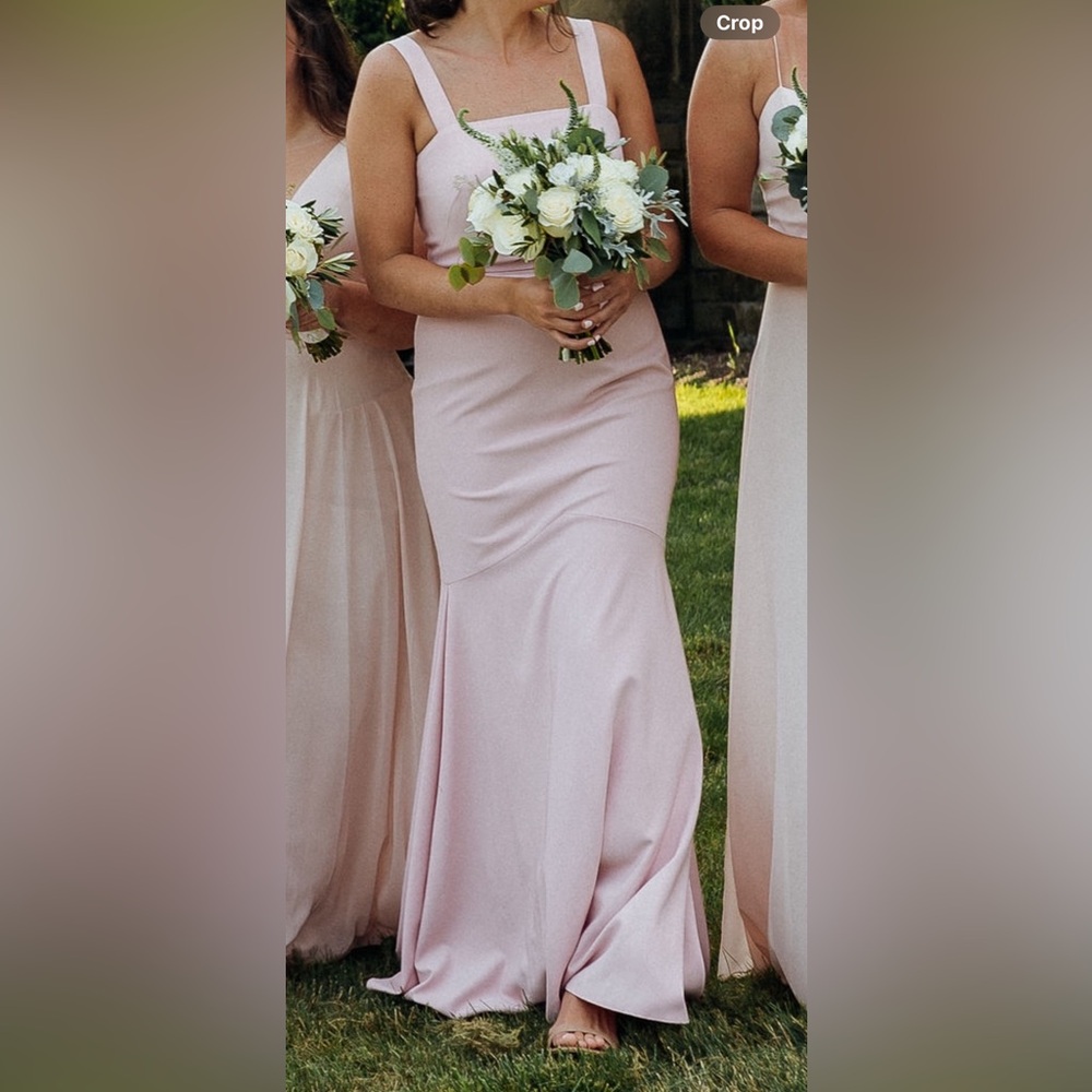 Monique Lhuillier Celine Crepe Bridesmaid Dress in Color Shell